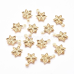 304 Stainless Steel Pendants, Snowflake, for Christmas, Golden, 14x9.5x1mm, Hole: 1.2mm(X-STAS-D233-11G)