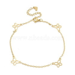 Vacuum Plating 304 Stainless Steel Butterfly Link Anklet with Cable Chains for Women, Golden, 9 inch(22.8cm)(STAS-E001-16G)