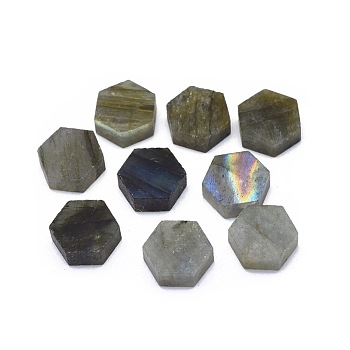 Natural Labradorite Cabochons, Hexagon, 9.5x11x4mm
