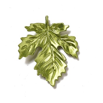 Painting Alloy Pendants, Leaf, Yellow Green, 31.5x29.5x4.5mm, Hole: 2mm