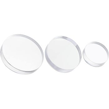 3Pc 3 Style Acrylic Boards, DIY Craft Supplies, Flat Round, Clear, 39.5~69.5x11mm, 1pc/style