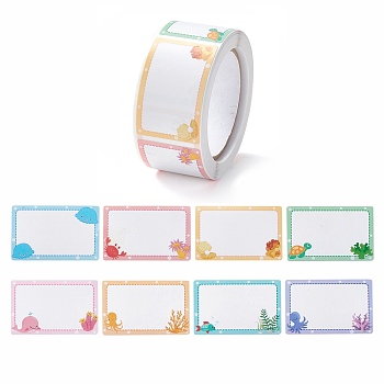 Adhesive Labels Picture Stickers, Rectangle  Paper Hand Written Name Tag Stickers, Animal Pattern, 2.7x5.7cm