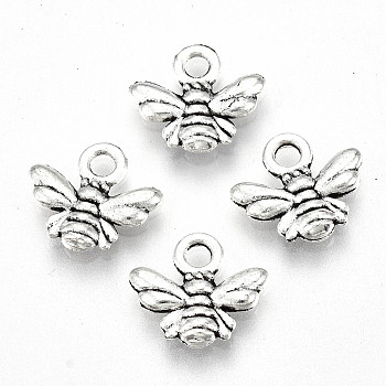 Tibetan Style Alloy Charms, Lead Free & Cadmium Free, Bee Shape, Antique Silver, 9.5x10.5x2mm, Hole: 1.8mm, about 1350pcs/500g