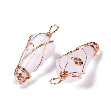 Natural Quartz Crystal Copper Wire Wrapped Big Pendants(G-B073-02RG-04)-2