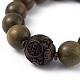 Natural Wood Round Round Beaded Stretch Bracelets(BJEW-H566-06)-2