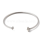 304 Stainless Steel Open Cuff Torque Bangle Making, for Half Drilled Beads, Tarnish Free, Stainless Steel Color, Inner Diameter: 2.40x1.85 inch(6.1x4.7cm), 8mm, Pin: 0.7mm, Tray: 6mm and 8mm(BJEW-H644-02P)