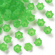 Transparent Acrylic Beads Caps, Tulip Flower, Lily of the Valley, Frosted, Lime Green, 10x6mm, Hole: 1.5mm, about 2100pcs/500g(PL543-9)