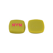 Acrylic Enamel Cabochons, Square with Word NYN, Dark Khaki, 21x21x5mm(KY-N015-202C)