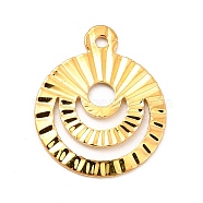 Rack Plating Brass Pendants, Long-Lasting Plated, Flat Round Charm, Golden, 14.5x12x0.8mm, Hole: 1mm(KK-E067-16G)