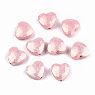 Spray Painted Acrylic Beads, Rubberized Style, Faceted, Heart, Salmon, 10.5x11.5x5mm, Hole: 1.5mm, about 1350pcs/500g(MACR-T037-07G)