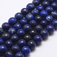 Natural Lapis Lazuli Beads Strands, Dyed, Faceted, Round, 8mm, Hole: 1mm, about 44pcs/strand, 14.9 inch~15.1 inch(X-G-D840-38-8mm)