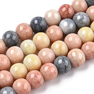 Opaque Crackle Glass Round Beads Strands, Imitation Stones, Round, Light Salmon, 8~9mm, Hole: 1.5mm, about 104~106pcs/strand, 30.31~31.10 inch(77~79cm)(X-GLAA-T031-01G)