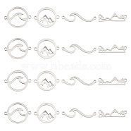 16Pcs 4 Styles 201 & 304 Stainless Steel Connector Charms, Ring & Wave & Flat Round & Massif, Stainless Steel Color, 6~29x7.5~21x1~2mm, Hole: 1.2~1.4mm, 4pcs/style(STAS-UN0047-47)