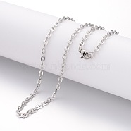 304 Stainless Steel Necklace, Cable Chains, with Lobster Clasps, Stainless Steel Color, 19.69 inch(500mm), 2mm(MAK-G004-03P)