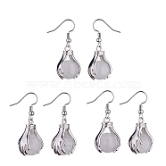 Natural Quartz Crystal Palm Dangle Earrings, Platinum Brass Jewelry for Women, 38.5mm, Pin: 0.6mm(EJEW-A092-09P-11)