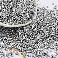 Baking Paint Glass Seed Beads, Cylinder, Silver, 2x1.5mm, Hole: 1mm, about 50398pcs/pound(SEED-S042-15B-33)
