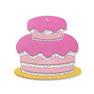 Acrylic Pendants, Cake, Pink, 38x39x2mm, Hole: 1.6mm(OACR-I009-05B)