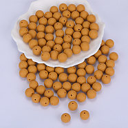 Round Silicone Focal Beads, Chewing Beads For Teethers, DIY Nursing Necklaces Making, Dark Goldenrod, 15mm, Hole: 2mm(SI-JX0046A-36)