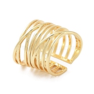 Rack Plating Brass Open Cuff Rings, Cadmium Free & Lead Free, Long-Lasting Plated, Ring, Real 18K Gold Plated, 18~20.5mm, Inner Diameter: 17.6mm(RJEW-M168-06G)