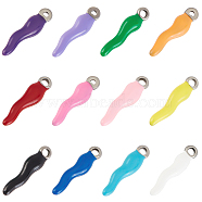 12Pcs 12 Colors Ion Plating(IP) 304 Stainless Steel Pendants, Enamelled Sequins, Horn of Plenty/Italian Horn Cornicello, Mixed Color, 17.5x4.5x3.5mm, Hole: 1mm, 1pc/color(STAS-UN0032-93)