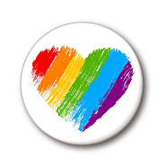 Rainbow Color Pride Flat Round Tinplate Lapel Pin, Badge for Backpack Clothes, Heart, 44mm(GUQI-PW0001-034J)