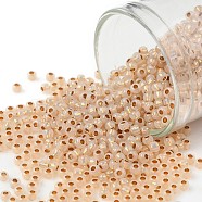 TOHO Round Seed Beads, Japanese Seed Beads, (751) 24K Gold Lined Opal, 11/0, 2.2mm, Hole: 0.8mm, about 1110pcs/bottle, 10g/bottle(SEED-JPTR11-0751)