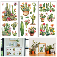 3Pcs PVC Waterproof Decorative Stickers, Self Adhesive Decals for Furniture Decoration, Cactus, 15x30cm(DIY-WH0657-001)