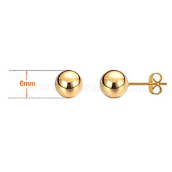 Brass Ball Stud Earrings, with Ear Nuts, Golden, 6mm(EJEW-BB65739-O)