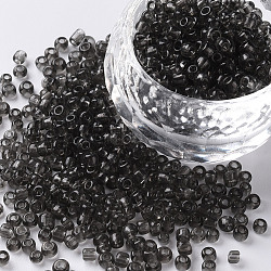 Glass Seed Beads, Transparent, Round, Gray, 8/0, 3mm, Hole: 1mm, about 10000 beads/pound(SEED-A004-3mm-12)