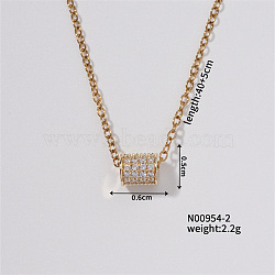 Chic Minimalist Column Brass Micro Pave Cubic Zirconia Pendant Necklaces, Cable Chains Necklaces for Women, 15.75 inch(400mm)(WG4497-2)