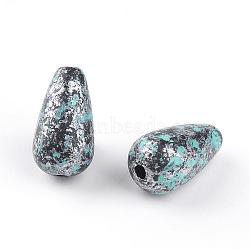 Antique Style Acrylic Beads, teardrop, Antique Silver, 12.5x7mm, Hole: 1mm, about 1490pcs/500g(OACR-S013-3303C)
