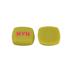 Acrylic Enamel Cabochons, Square with Word NYN, Dark Khaki, 21x21x5mm(KY-N015-202C)