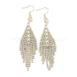 Crystal Rhinestone Rhombus Dangle Earrings, Brass Long Drop Earrings for Women, Light Gold, 95mm, Pin: 0.9mm(EJEW-C037-08A-LG)