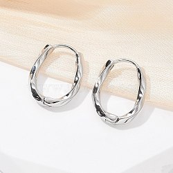 Brass Twist Hoop Earrings, Platinum, 17.5x2.5x13.5mm(EJEW-Q014-02P)