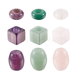 9Pcs 9 Style Natural Green Aventurine & Rose Quartz & Amethyst  European Beads, Large Hole Beads, Mixed Shapes, 10~17x10~10x6~13.5mm, Hole: 4.5~5mm, 1pc/style(G-FW0001-21)