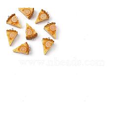 Opaque Resin Pendants, with Platinum Tone Alloy Loops, Imitation Food, Triangle Pizza, Orange, 33x21.5x12.5mm, Hole: 2mm(RESI-CJ0002-38)