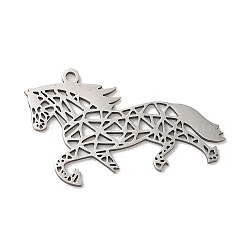 201 Stainless Steel Pendants, Pony, Stainless Steel Color, 22x36.5x1mm, Hole: 1.6mm(STAS-B049-08P)