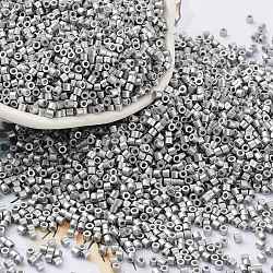 Baking Paint Glass Seed Beads, Cylinder, Silver, 2x1.5mm, Hole: 1mm, about 50398pcs/pound(SEED-S042-15B-33)