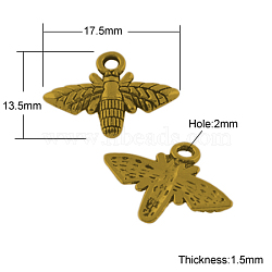 Tibetan Style Alloy Pendants, Cadmium Free & Lead Free, Bees, Antique Golden, 13.5x17.5x1.5mm, Hole: 2mm(TIBEP-S019-AG-LF)