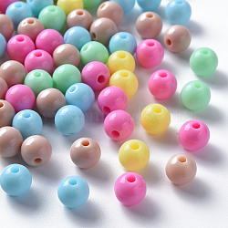 Opaque Acrylic Beads, Round, Mixed Color, 8x7mm, Hole: 2mm(X-MACR-S370-C8mm-M1)