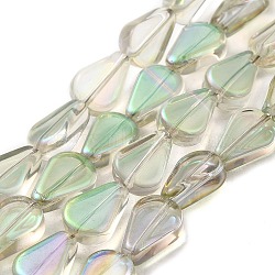 Glass Beads Strands, Teardrop, Aquamarine, 11x7.5x4mm, Hole: 0.8mm, about 75~80pcs/strand, 32.28~33.86 inch(82~86cm)(GLAA-G104-03A)