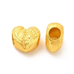 Rack Plating Alloy European Beads, Large Hole Beads, Lead Free & Cadmium Free & Nickel Free, Heart with Wing, Matte Gold Color, 11x11.5x7mm, Hole: 5mm(PALLOY-F287-45MG)