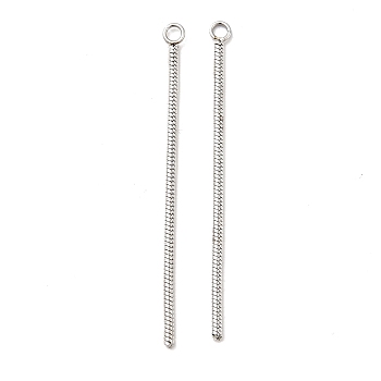 201 Stainless Steel Snake Chain Tassel Big Pendants, Stainless Steel Color, 50x3.5x1.5mm, Hole: 2mm