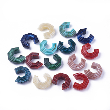 Acrylic Beads, Imitation Gemstone Style, No Hole/Undrilled, Mixed Color, 39.5x33.5x14mm, about 70pcs/500g