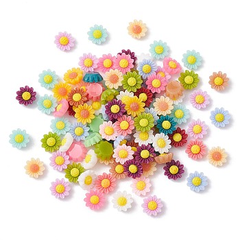 Opaque Resin Cabochons, Flower, Mixed Color, 6x2.7mm, about 100pcs/bag