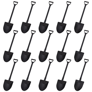 Gorgecraft Plastic Spoons, Disposable Spoons, for Dessert, Shovel-shaped, Black, 30x119x7mm, 100pcs/bag