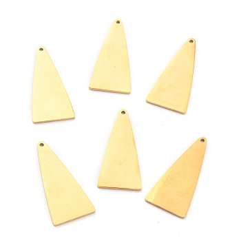 304 Stainless Steel Pendants, Manual Polishing, Stamping Blank Tag, Laser Cut, Triangle, Golden, 27x12.5x1mm, Hole: 1.2mm