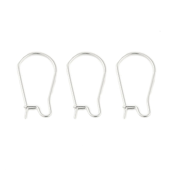 304 Stainless Steel Hoop Earring Findings, Kidney Ear Wire, Silver, 20x11x0.7mm, 21 Gauge, Pin: 0.7mm