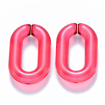 Transparent Acrylic Linking Rings, Quick Link Connectors, for Cable Chains Making, Oval, Cerise, 31x19.5x5.5mm, Inner Diameter: 19.5x7.5mm