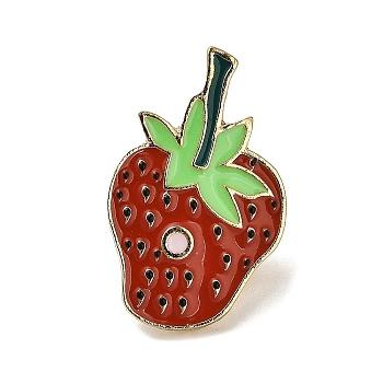 Cartoon Fruit Alloy Enamel Pins Brooches for Backpack Clothes, FireBrick, Strawberry, 26.5x16.5mm